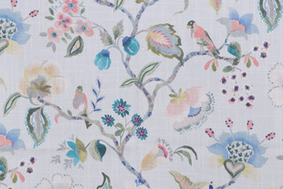 Belle Maison Winifred Printed Cotton Drapery Fabric in Ice 
