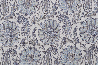 Belle Maison Juliana Printed Cotton Drapery Fabric in Delft 
