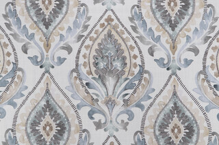 Belle Maison Reece Printed Cotton Drapery Fabric in Frost 