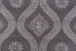 Covington Lucca Woven Chenille Damask Upholstery Fabric in 920-Heather Grey