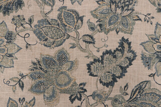 Covington Noblesse Printed Linen Blend Drapery Fabric in 555-Classic Navy