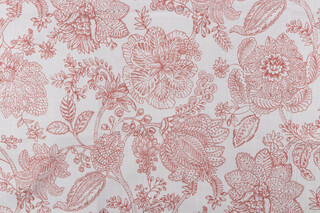Belle Maison Glenda Printed Cotton Drapery Fabric in Coral 
