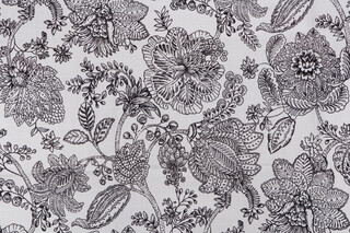 Belle Maison Glenda Printed Cotton Drapery Fabric in Ebony 
