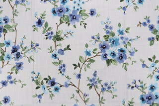 Belle Maison Molly Printed Cotton Drapery Fabric in Delft 