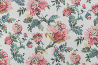 Belle Maison Celeste Printed Cotton Drapery Fabric in Coral 