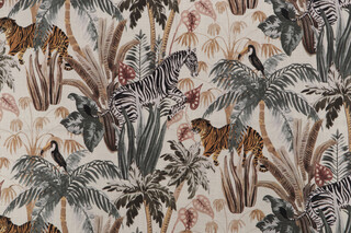 Belle Maison Azula Printed Cotton Drapery Fabric in Safari 