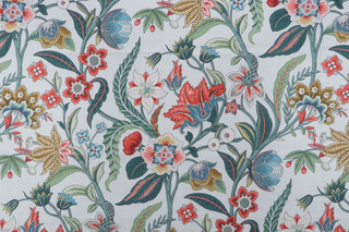Belle Maison Eliza Printed Cotton Drapery Fabric in Coral 