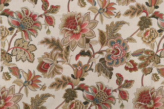 Belle Maison Dominique Printed Linen Blend Drapery Fabric in Rosewood 