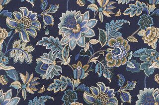 Belle Maison Dominique Printed Linen Blend Drapery Fabric in Midnight 