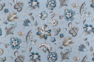 Belle Maison Bartlett Printed Cotton Drapery Fabric in Seamist 