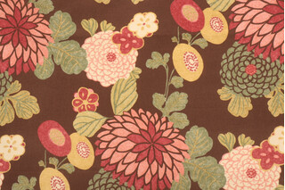 Thibaut Coco F93220 Printed Linen Drapery Fabric in Brown