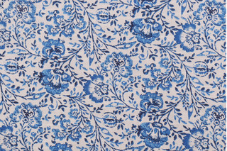 PK Lifestyles Filigree Printed Cotton Drapery Fabric in Aegean