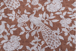 Magnolia Home Birdsong Printed Cotton Drapery Fabric in Cinnamon