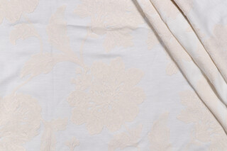 Valiant Fabrics Arras Embroidered Drapery Fabric in Porcelain 