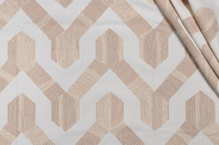 Valiant Fabrics Lexia Embroidered Drapery Fabric in Cafe 