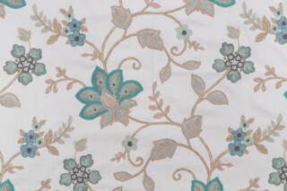 Valiant Fabrics Fairbrook Embroidered Drapery Fabric in Turquoise 