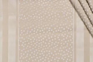 Fonthill Dotty Stripe Velvet Upholstery Fabric in Parchment