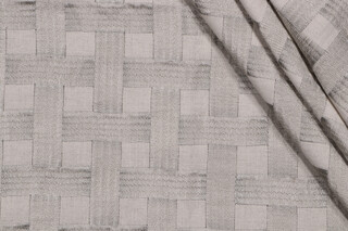 Grey Watkins Grillwork Embroidered Drapery Fabric in Silver