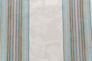 Scalamandre Damasco Imberline Damask Decorator Fabric in White/Aqua 