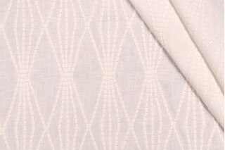 Valiant Fabrics Carlyle Embroidered Drapery Fabric in Off-White