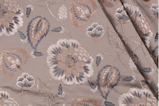 Valiant Fabrics Lydia Embroidered Drapery Fabric in Haze