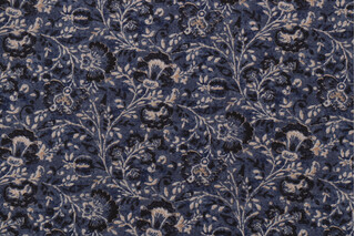 PK Lifestyles Filigree Printed Cotton Drapery Fabric in Indigo