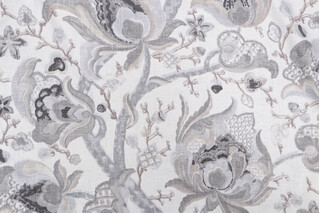 P Kaufmann Diantha Printed Linen Blend Drapery Fabric in Grey