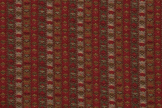 Scalamandre Kingston Stripe Woven Chenille Upholstery Fabric in Brick/Beige/Green 