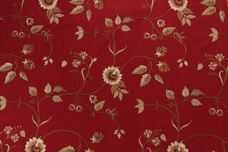 Scalamandre Benares Embroidered Decorator Fabric in Lacquer