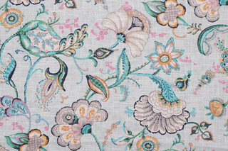 Covington Wedgewood Printed Linen Blend Drapery Fabric in 507-Aquarius 