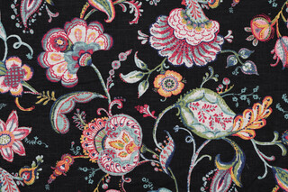 Covington Wedgewood Printed Linen Blend Drapery Fabric in 99-Onyx 
