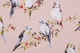 Covington Tweety Printed Cotton Twill Drapery Fabric in 7-Blush 