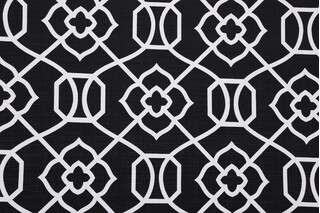 Richloom Solarium Kirkland Printed Polyester Outdoor Fabric in Black 