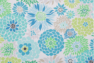 Gigi Printed Polyester Outdoor Fabric in Seaglass 
