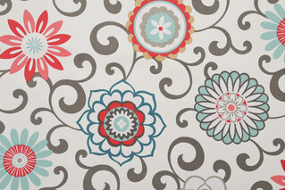 Waverly Sun N Shade Pom Pom Play Printed Polyester Outdoor Fabric in Peachtini 