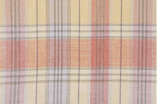 Grey Watkins Presidio Plaid Woven Upholstery Fabric in Coral 