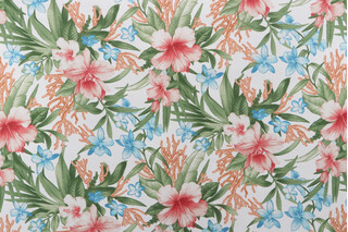 Tommy Bahama Fleur Le Mar Printed Polyester Outdoor Fabric in Papaya