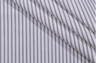 Magnolia Home Berlin Ticking Stripe Printed Cotton Drapery Fabric in Slate