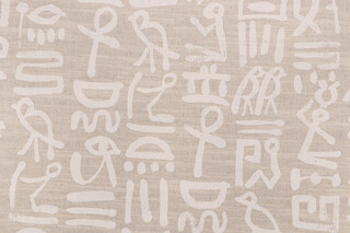 PK Lifestyles Story Teller Printed Cotton Blend Drapery Fabric in Chalk