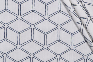 Valiant Fabrics Optic Embroidered Drapery Fabric in Nautic