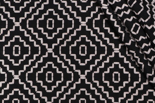 Valiant Fabrics Cascade Embroidered Drapery Fabric in Black