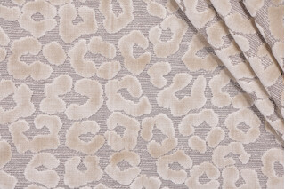 TFA Fat Cat Latex Backed Velvet Upholstery Fabric in Natural 