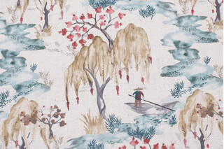 Swavelle/Mill Creek Kimura-Hathor Printed Polyester Blend Drapery Fabric in Oasis 