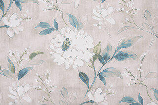 Mill Creek Rosella-Petro Printed Cotton Drapery Fabric in Cascade 