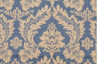 Scalamandre Chateau Royal Damask Decorator Fabric in Blue