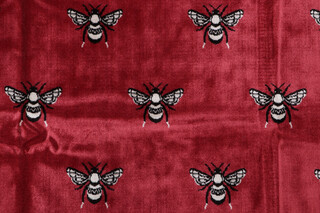 TFA Bee Kind Latex Backed Velvet Upholstery Fabric in Cherry