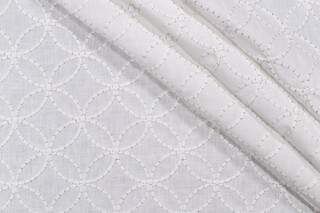 Valiant Fabrics Cycle Embroidered Drapery Fabric in Off-White