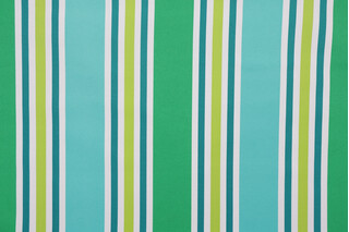 Aruba Stripe Printed Polyester Outdoor Fabric in Turquoise/Green