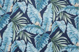 Tortola Printed Polyester Outdoor Fabric in Midnight Blue