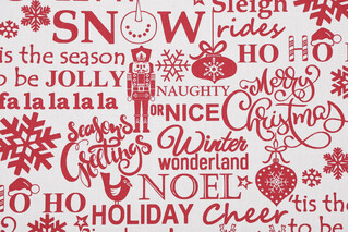 Holiday Cheer Printed Cotton Drapery Fabric in Red